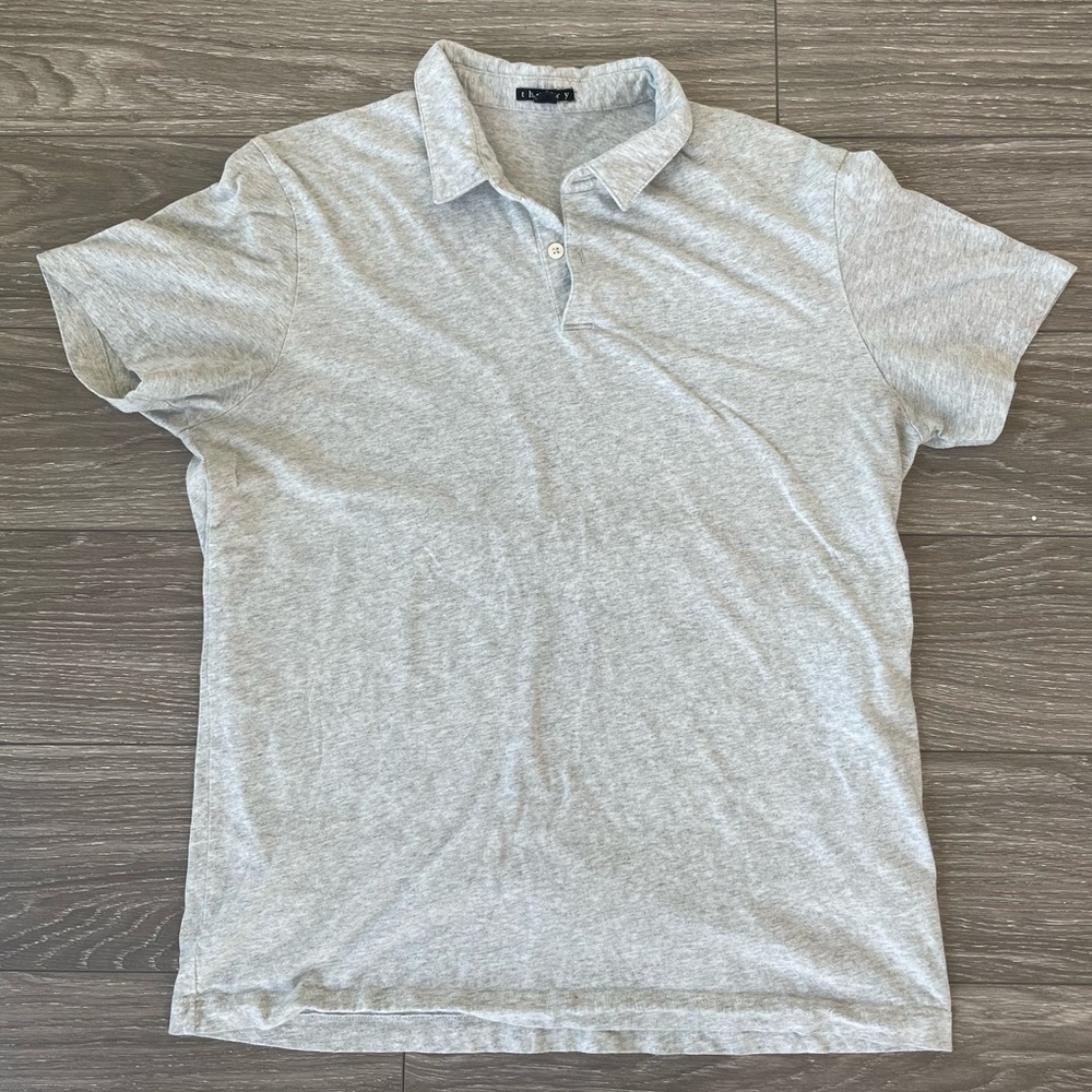 Theory Light Gray 100% Cotton Polo